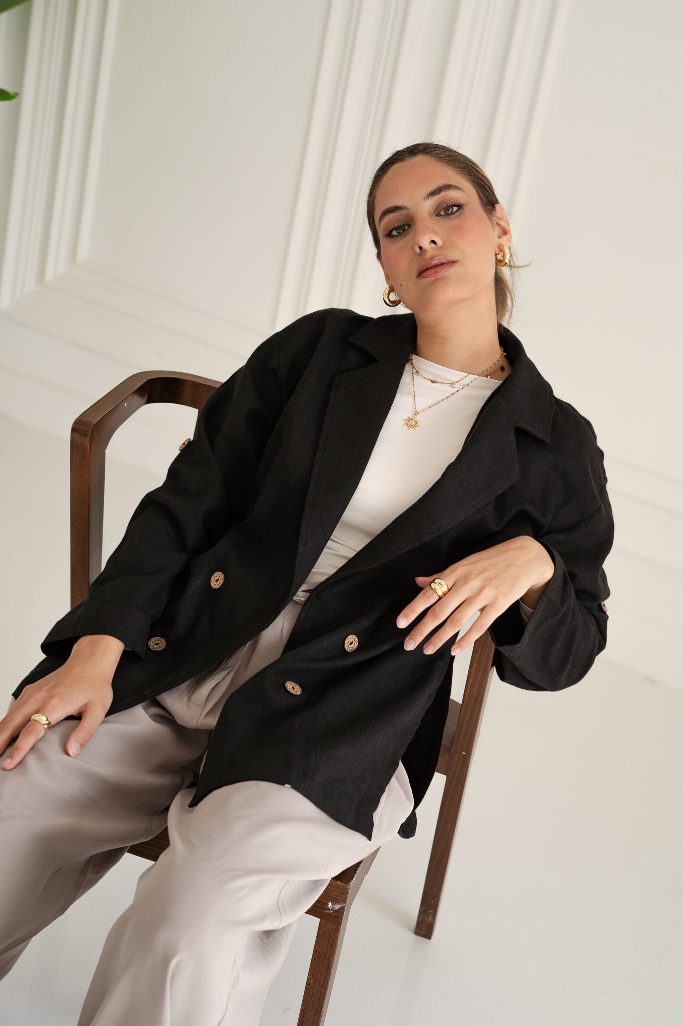 Black- Linen Blazer