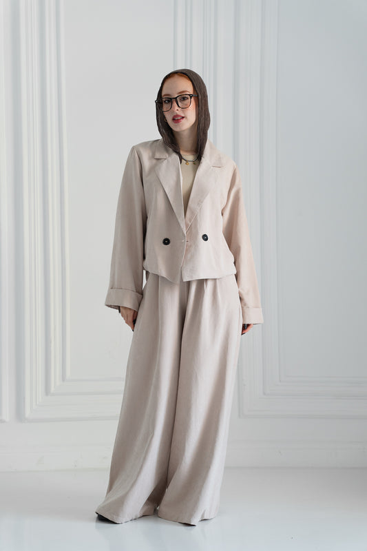 The Oversized Tailored Set-Sand Beige