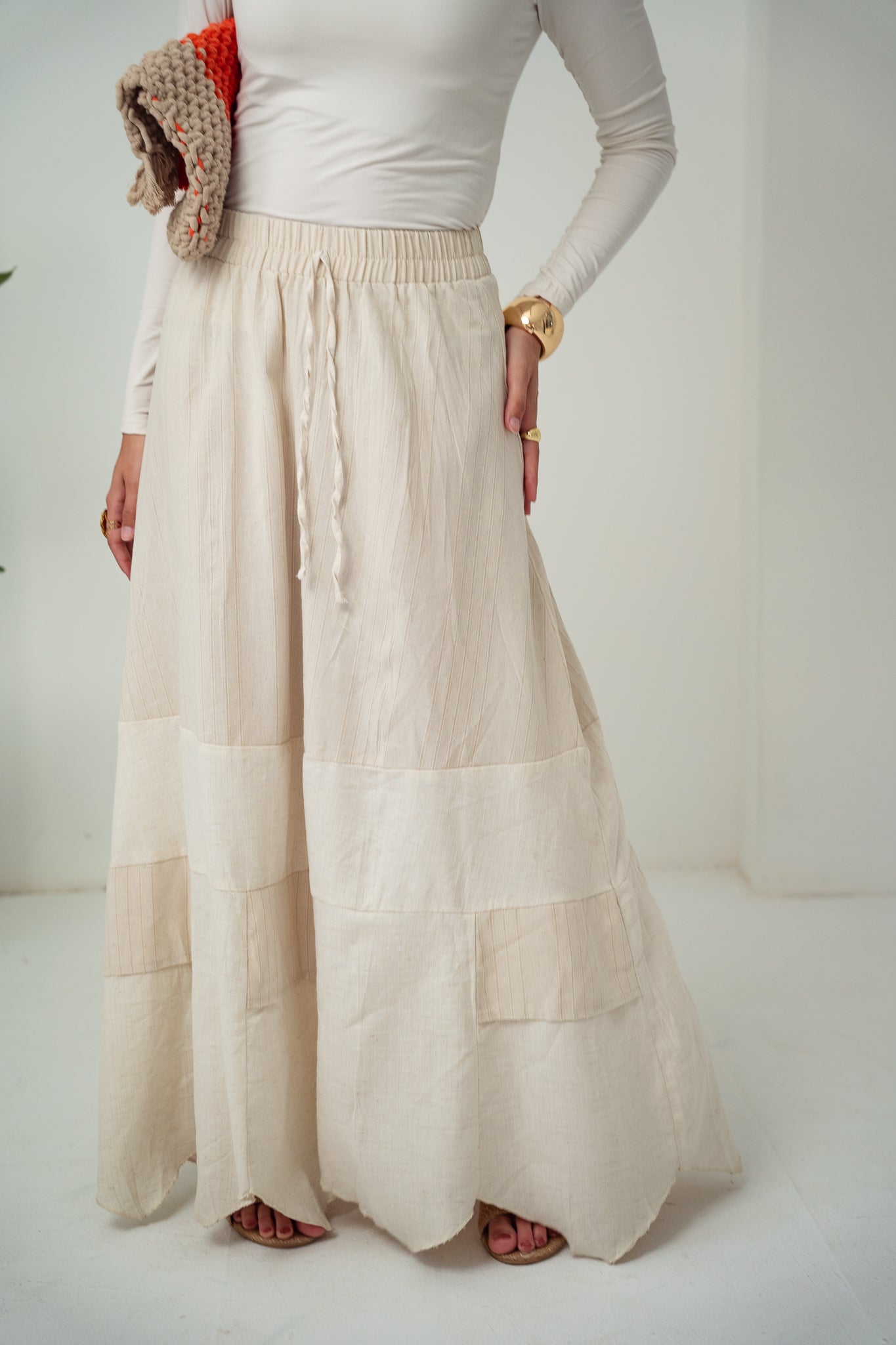 Basic linen -Beige Skirt