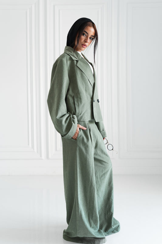 The Oversized Tailored Set-Sage Green