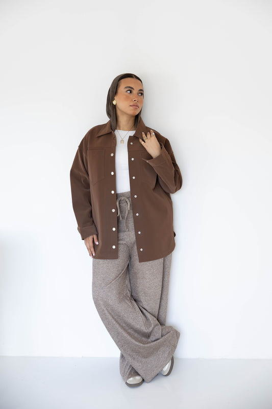 Brown-Leather Overshirt