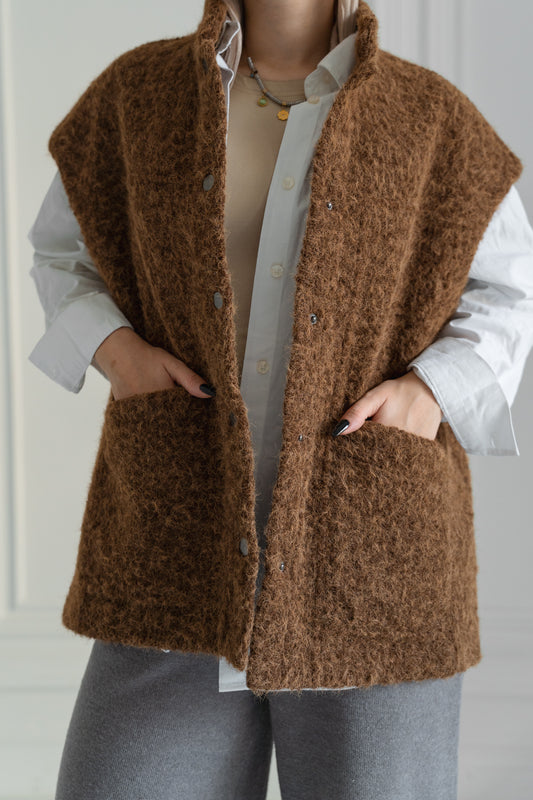 Fluffy Wool Vest - Warm Caramel