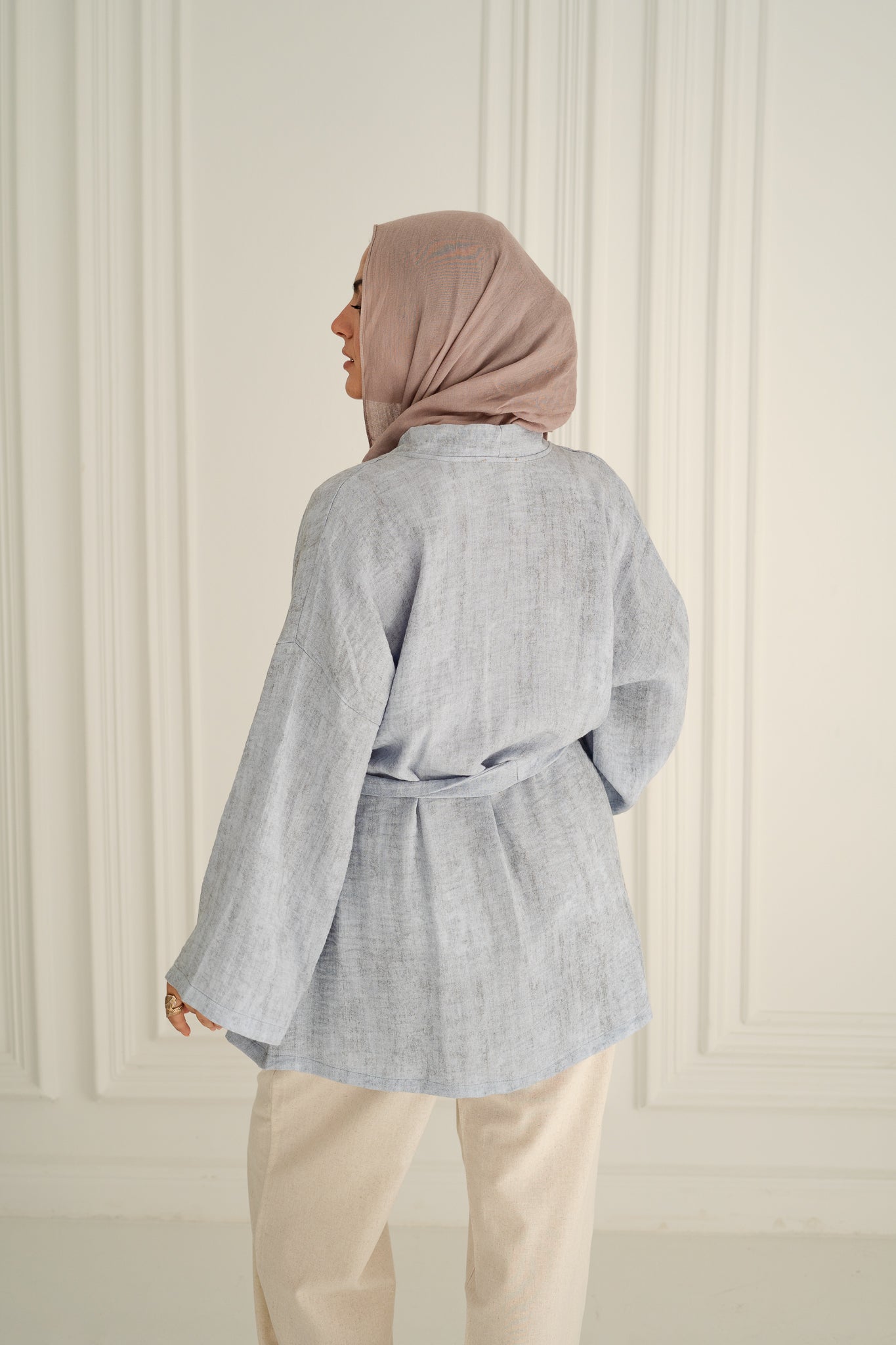 Linen -Blend warp Top