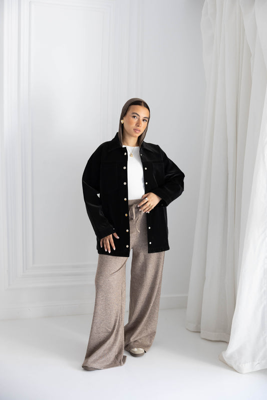 Black-Leather Overshirt