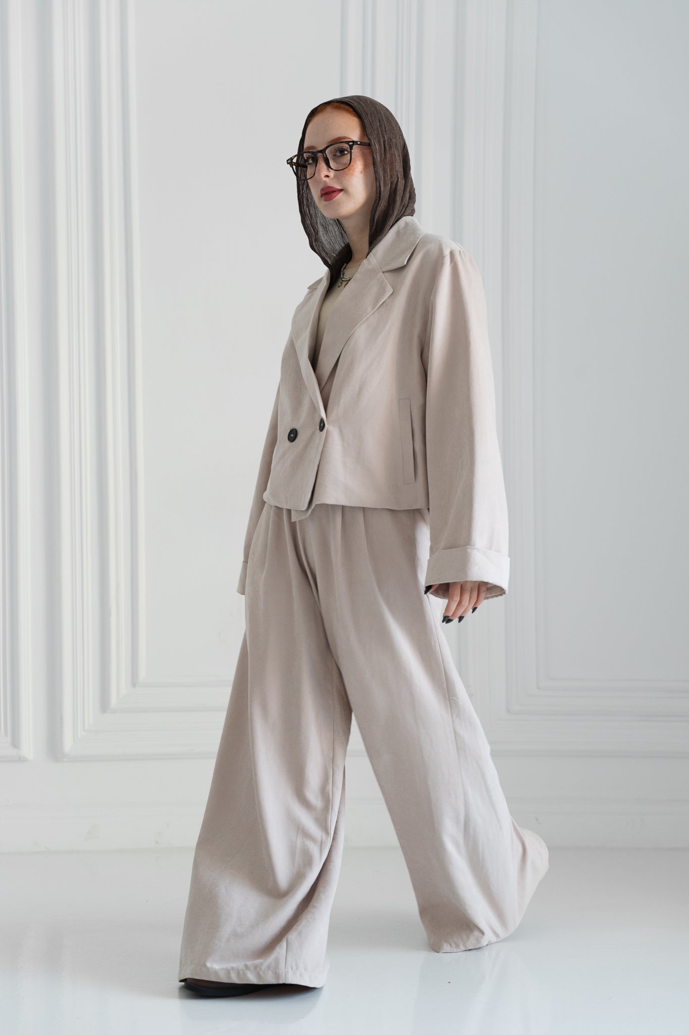 The Oversized Tailored Set-Sand Beige