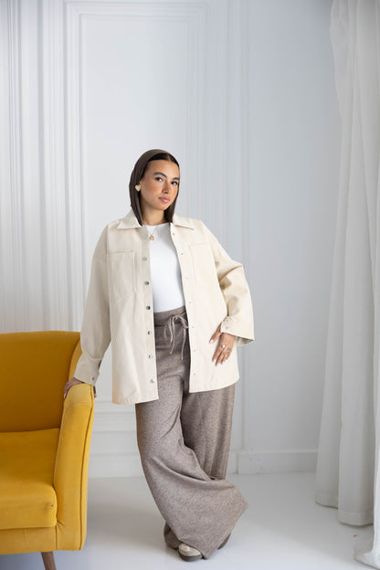 Creamy -Leather Overshirt