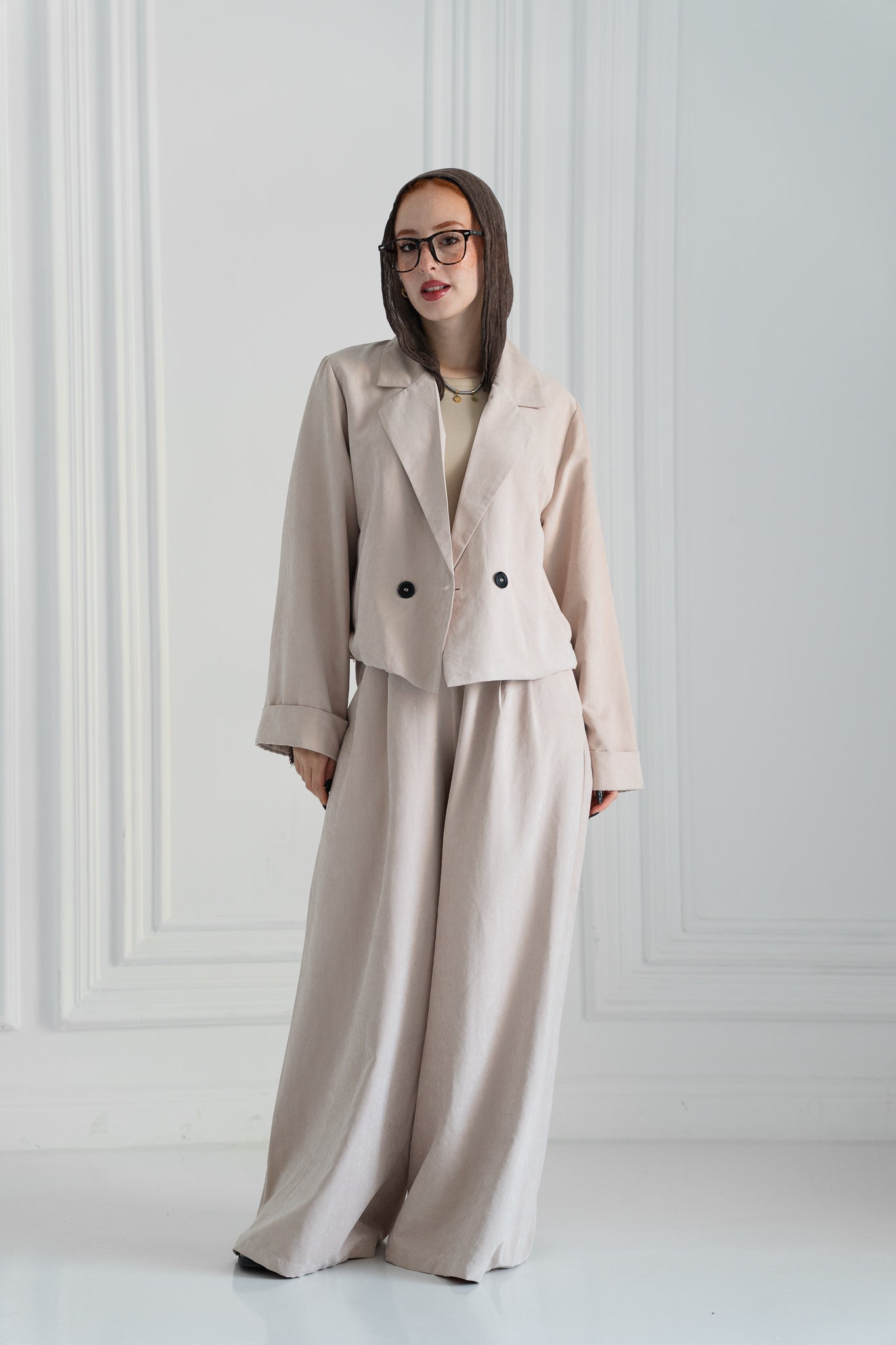 The Oversized Tailored Set-Sand Beige