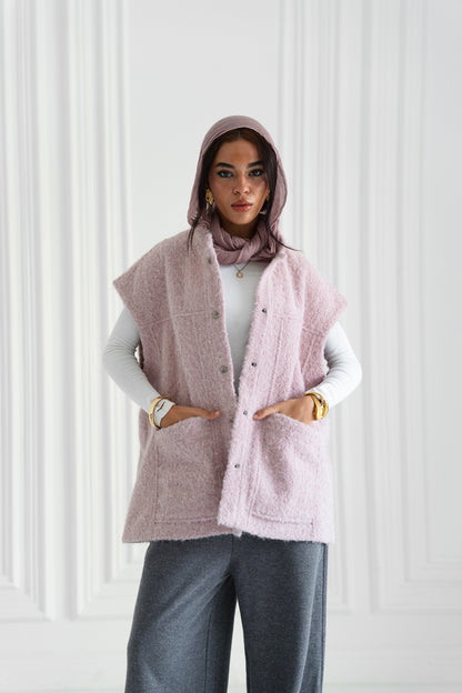 Fluffy Wool Vest -Soft Rose