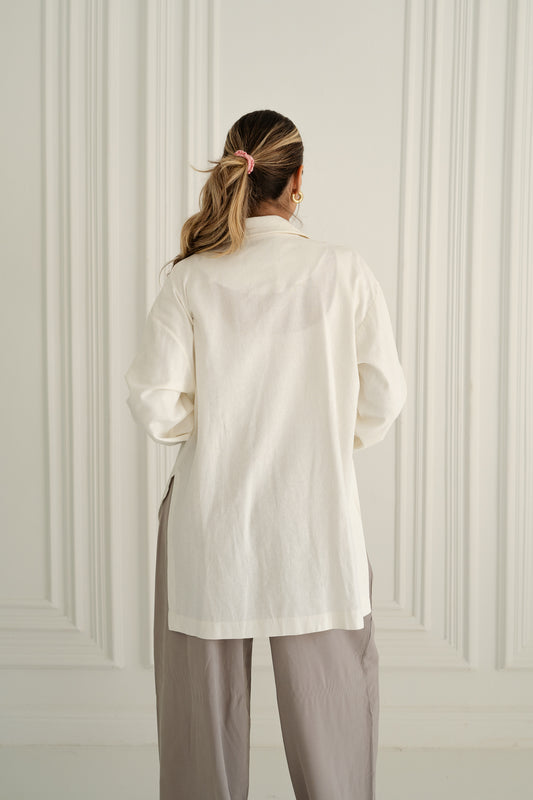 White - Linen Blazer