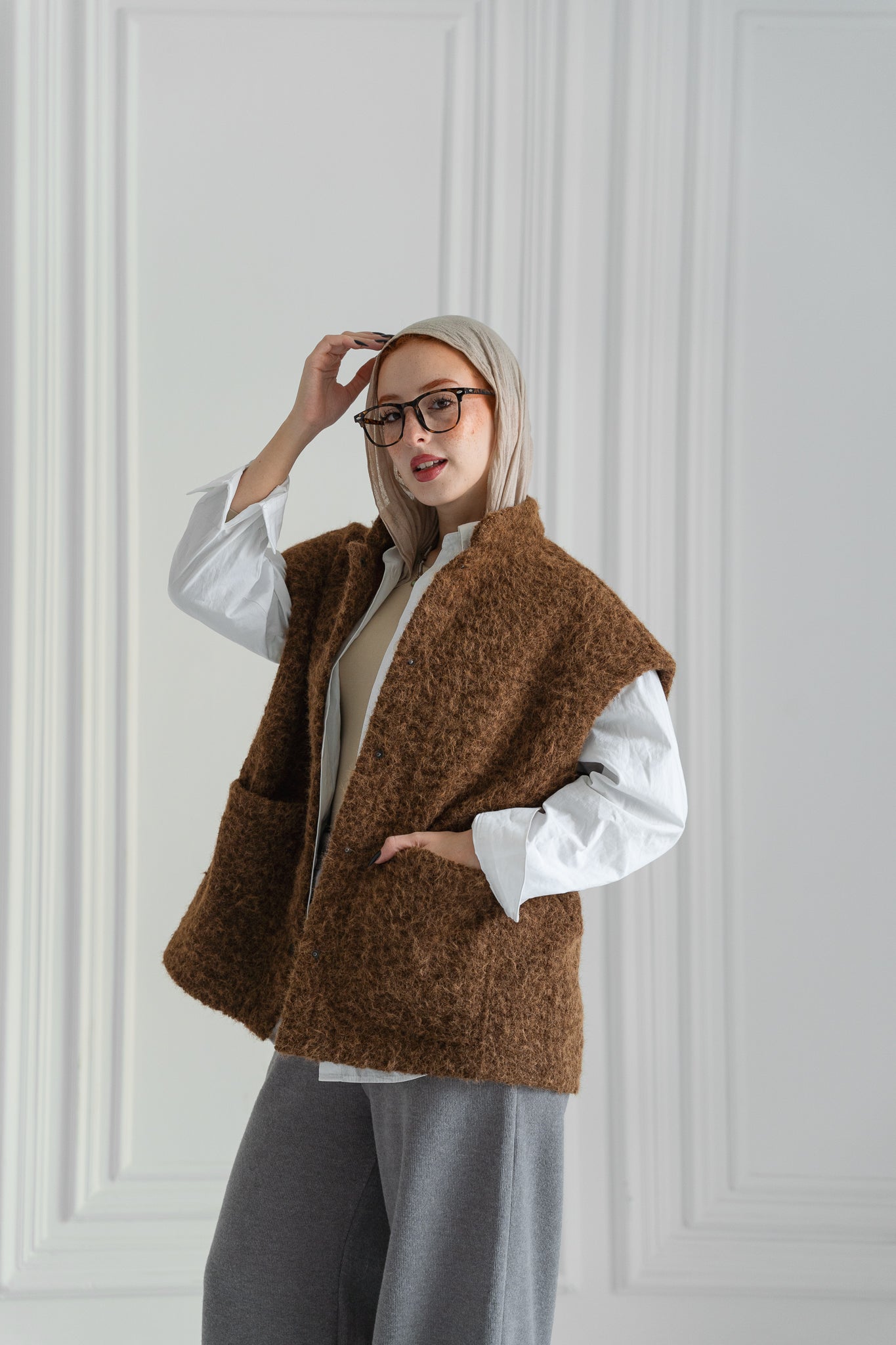 Fluffy Wool Vest - Warm Caramel