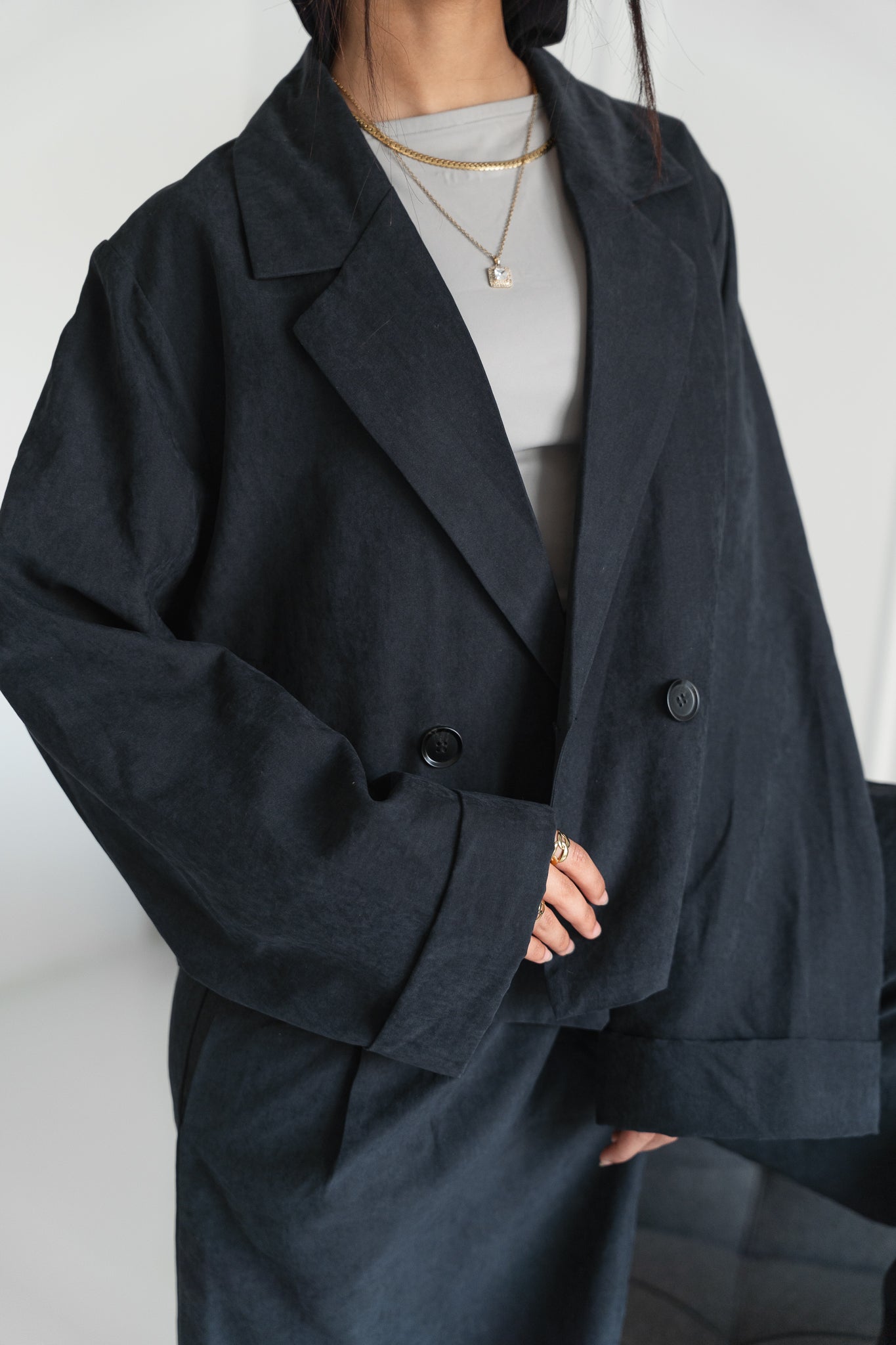 The Oversized Tailored Set-Jet Black