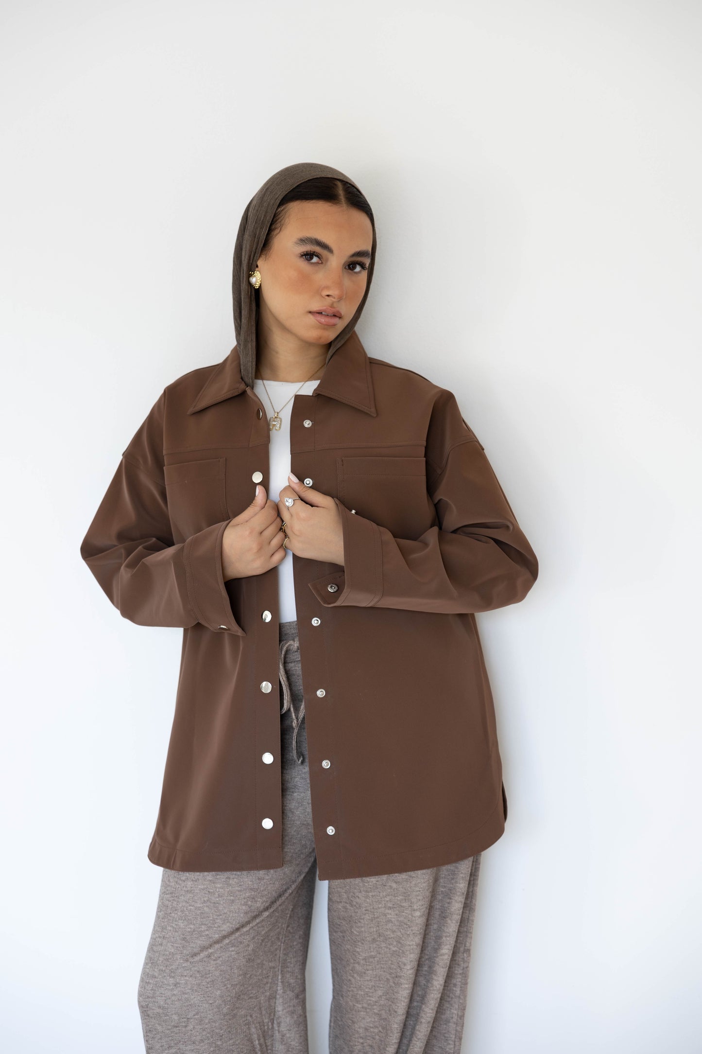 Brown-Leather Overshirt