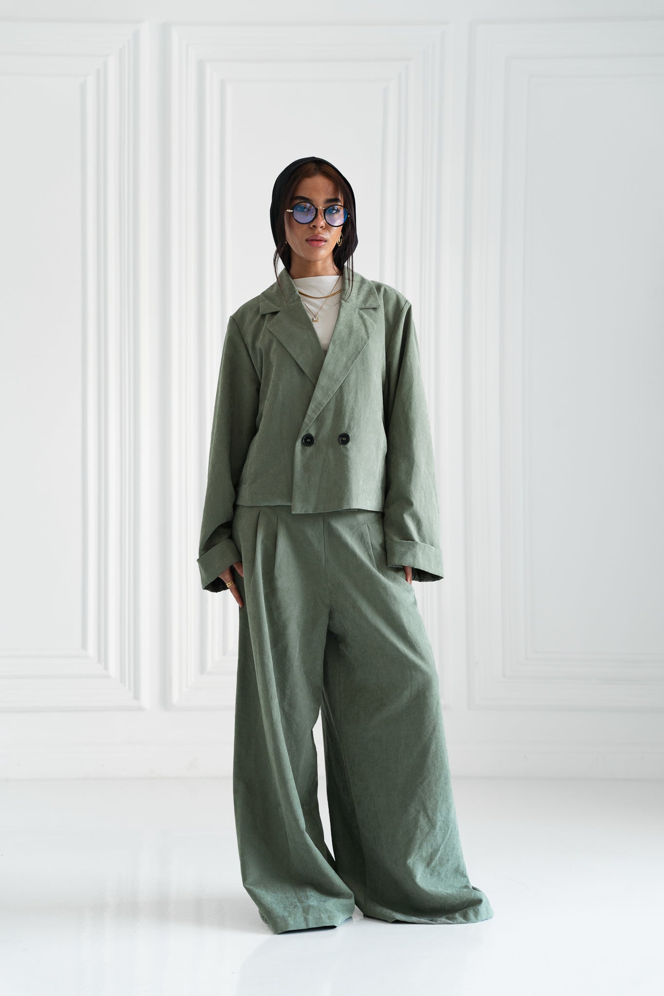 The Oversized Tailored Set-Sage Green