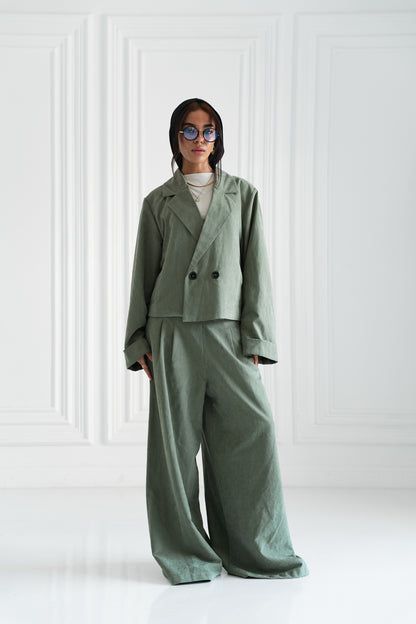 The Oversized Tailored Set-Sage Green
