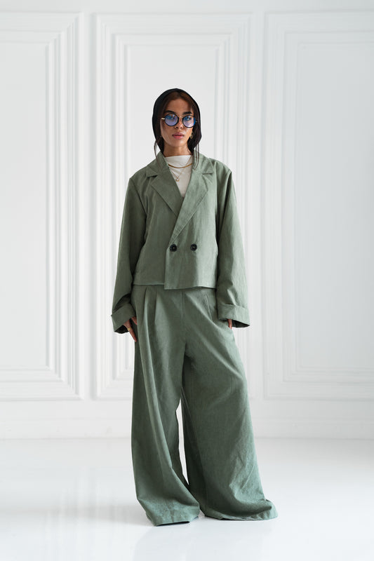 The Oversized Tailored Set-Sage Green