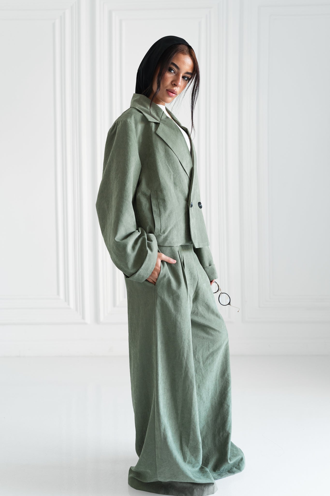 The Oversized Tailored Set-Sage Green