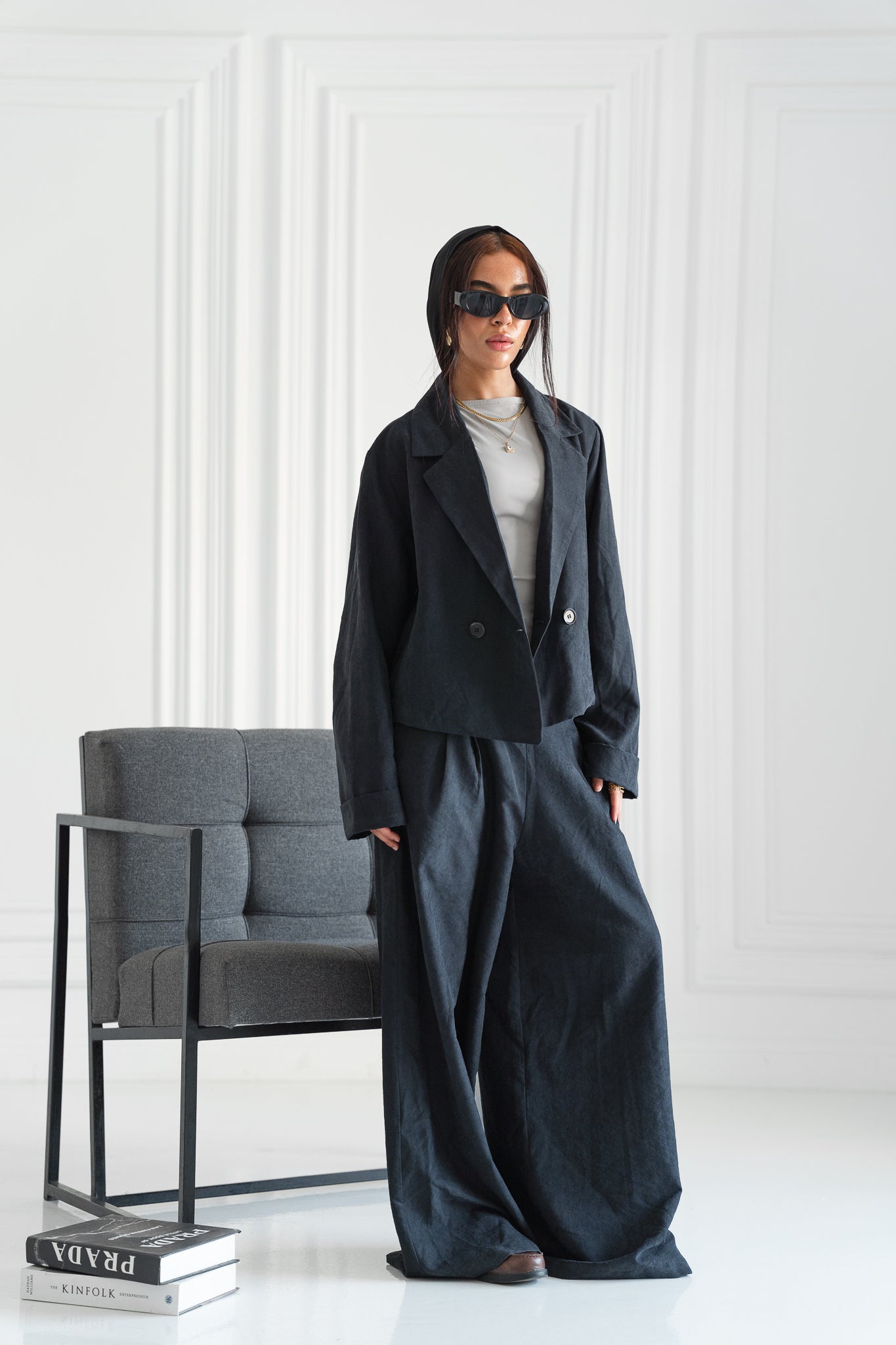 The Oversized Tailored Set-Jet Black