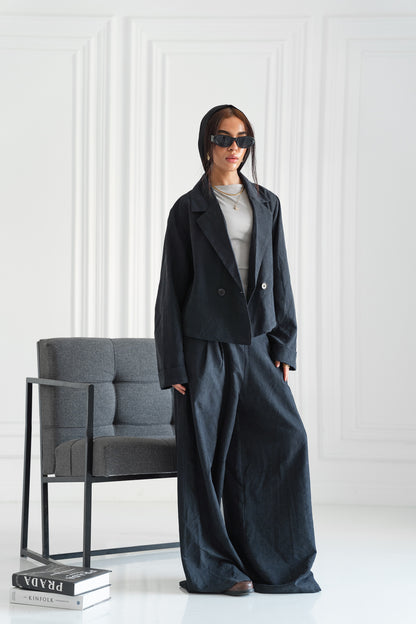 The Oversized Tailored Set-Jet Black