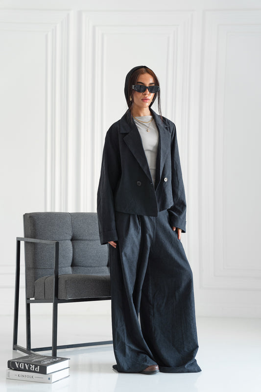 The Oversized Tailored Set-Jet Black