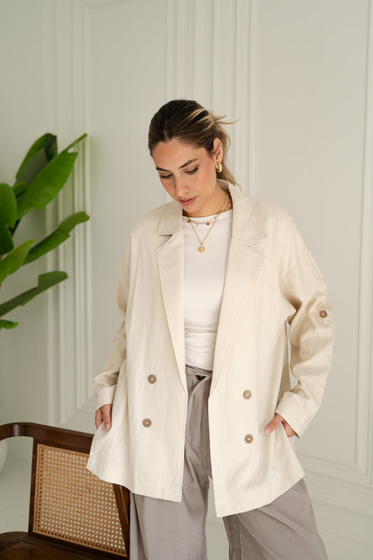 Light Beige - Linen Blazer