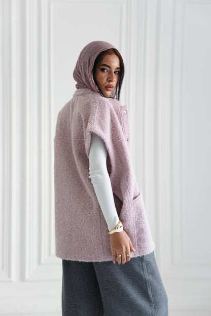 Fluffy Wool Vest -Soft Rose