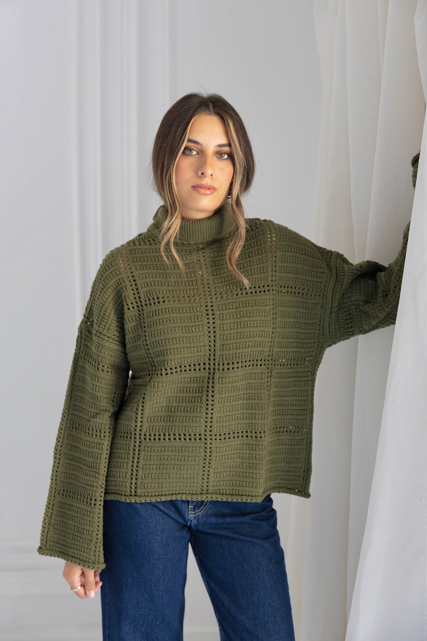 The Olive Grid Knit