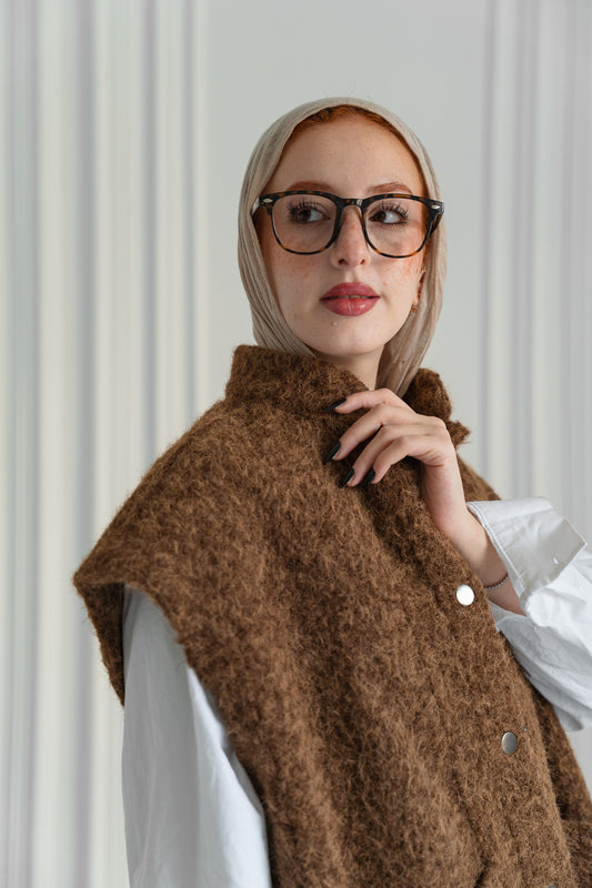 Fluffy Wool Vest - Warm Caramel