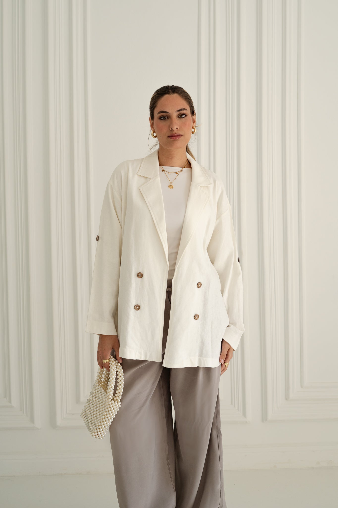 White - Linen Blazer