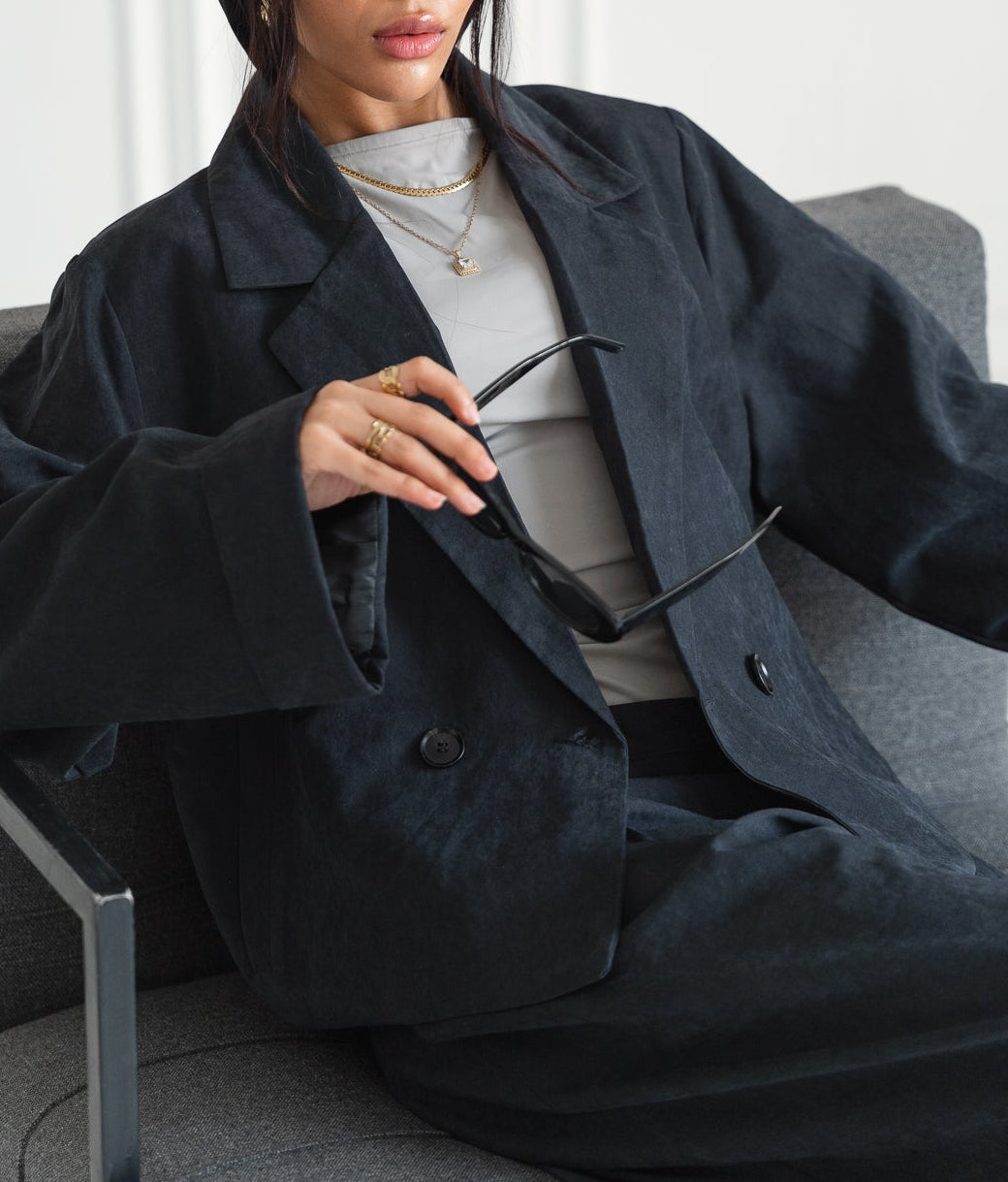 The Oversized Tailored Set-Jet Black